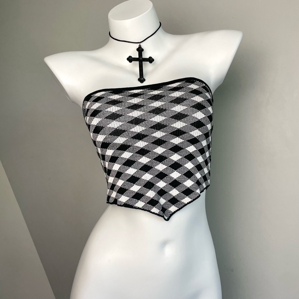Black and White Checkered Tube Top